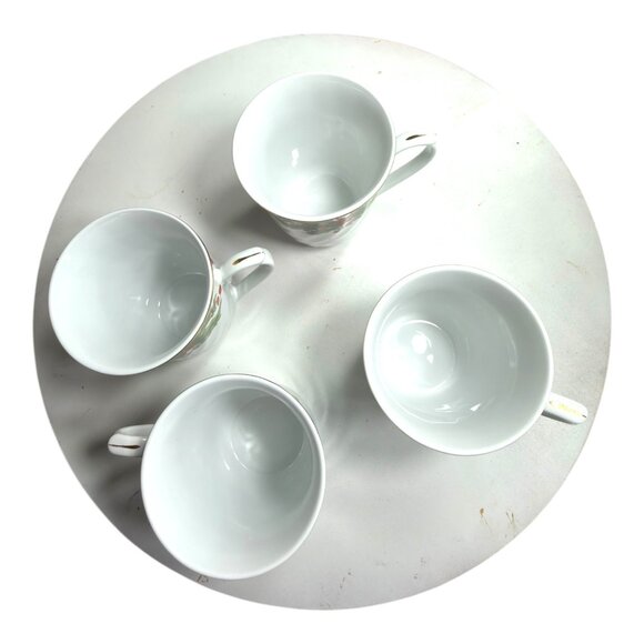 Set Of 4 Truly Tasteful Fine China Christmas Holly Berry Mugs 4.5" Tall Gold Rim - Picture 10 of 10